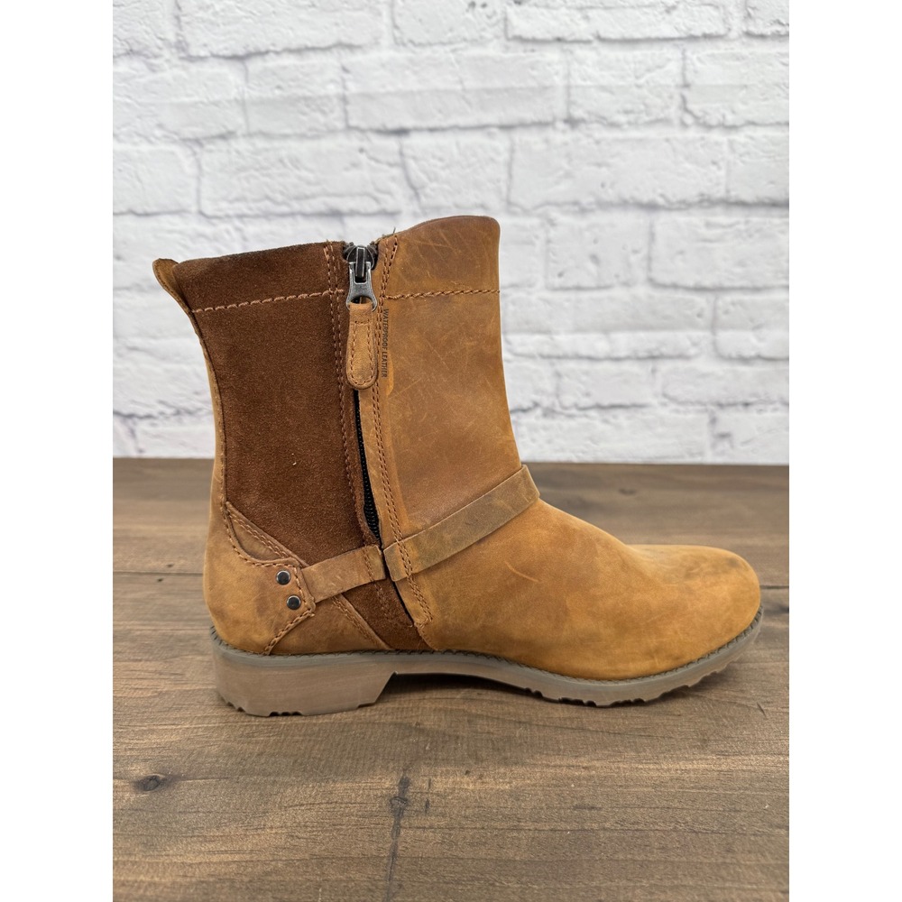 Eddie Bauer Women's Covey Leather Ankle Boots Brown Waterproof Zip‎ Moto Size 9 - Picture 12 of 15